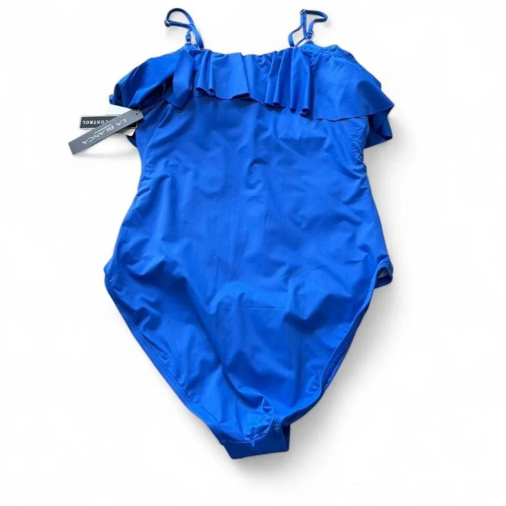La Blanca China Blue Convertible‎ Ruffle One Piece Swimsuit